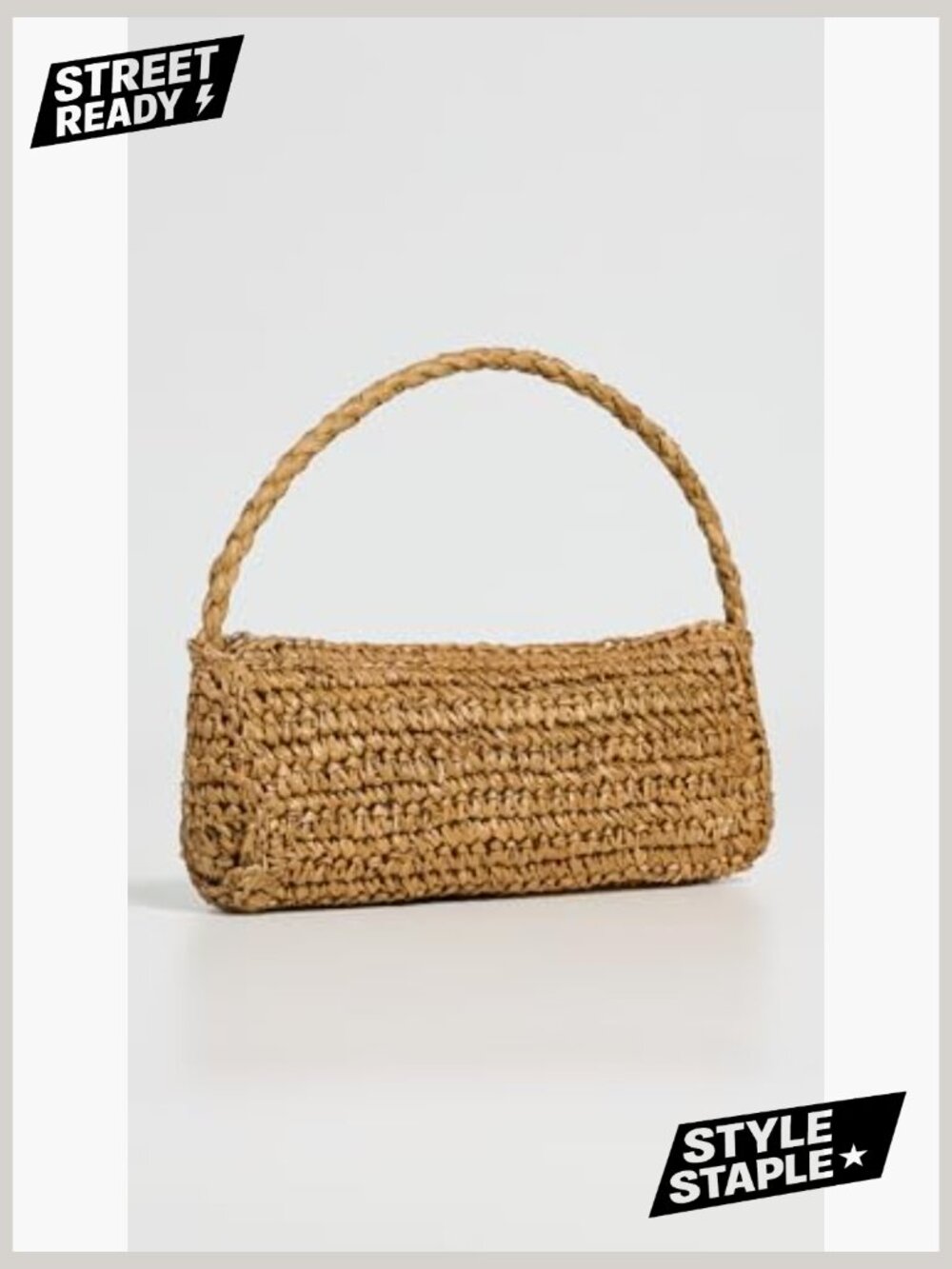 Woven Straw Pouch Bag - Top Handle Mini Handbag - Picture 3 of 5